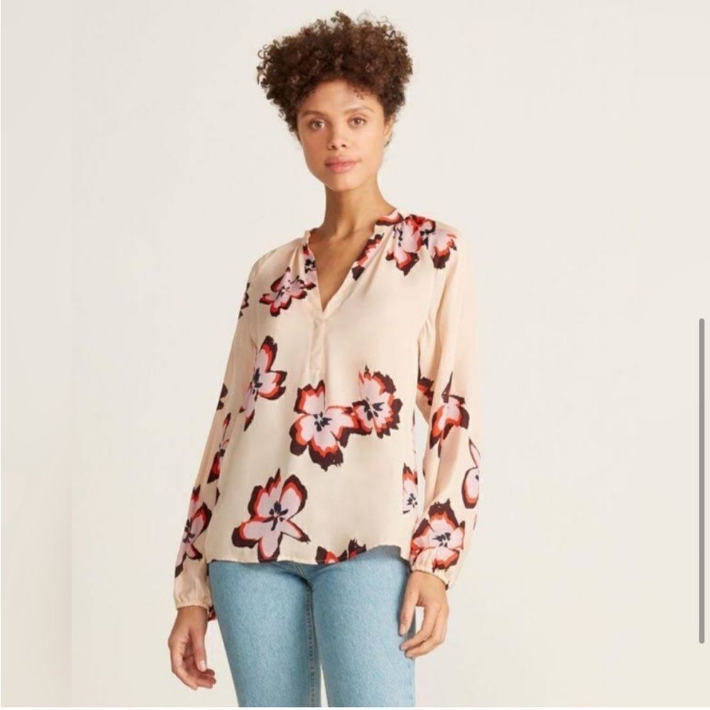 A.L.C. jules pink floral print silk blouse size 0